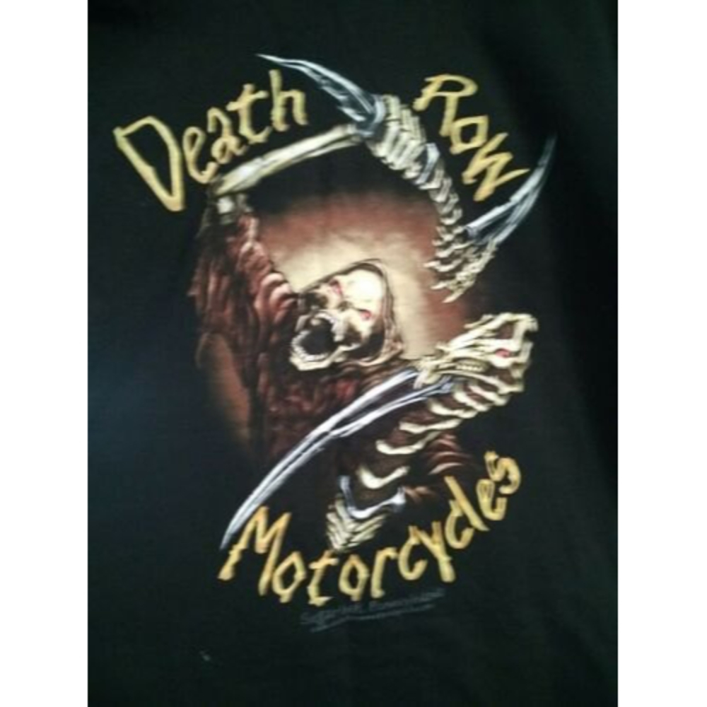 Vtg 1997 Death Row Motorcycles T-Shirt Mens 3X Black Sugarloaf Skeleton 90s